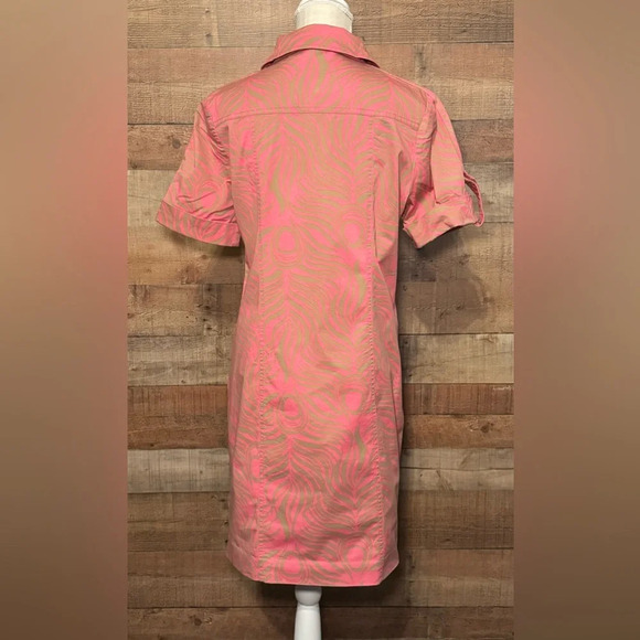Lilly Pulitzer Apple Dress in Curious Pink Frenchie Print Women's size 6 Peacock - Picture 2 of 9